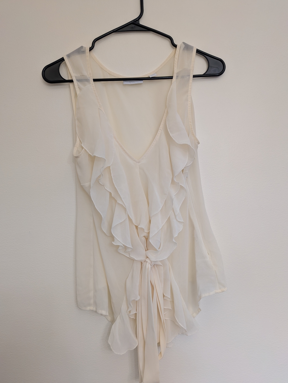 New York & Company Cream Ruffled Sleeveless Camisole